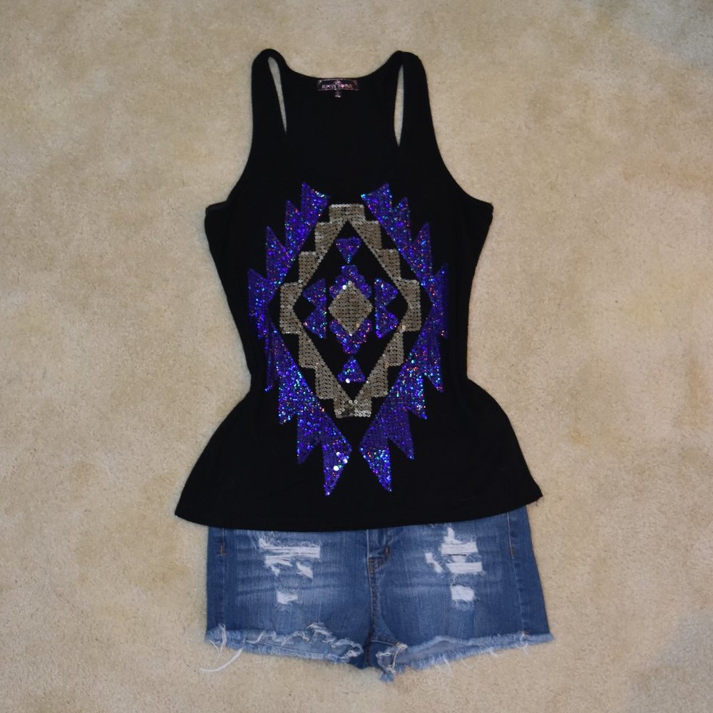 Blue and Silver Sequin Tank